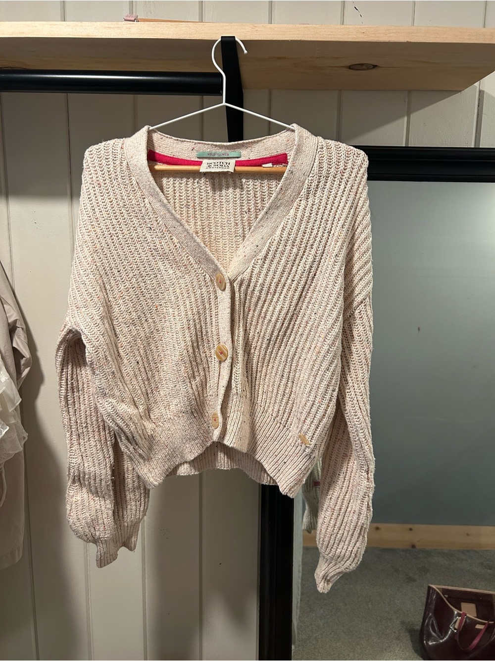 Scotch & Soda Light Cream Button-Front Ribbed‎ Women's Cardigan